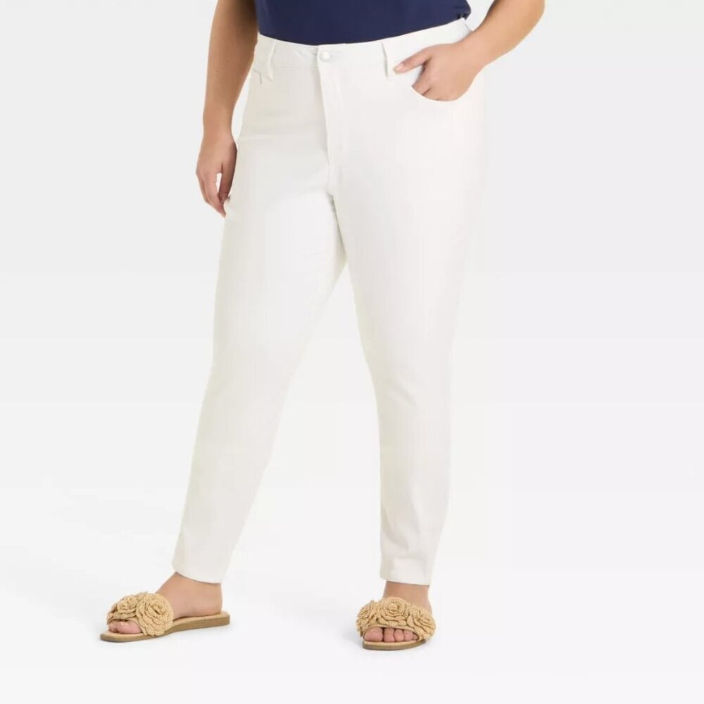 Ava & Viv Women's White Mid Rise Denim Jeans Skinny Fit Size 24 Regular